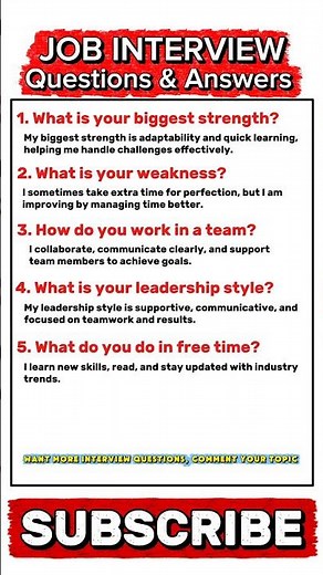 Top Job Interview Questions with Smart Answers 🔥
