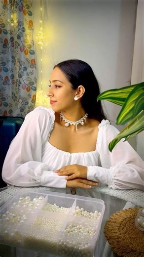 Pearl beach charm necklace tutorial || #diy #viral #craft