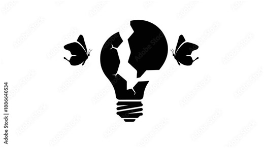 light bulb crack icon motion video with butterflies suitable to your brand, business, display, marketing, and more