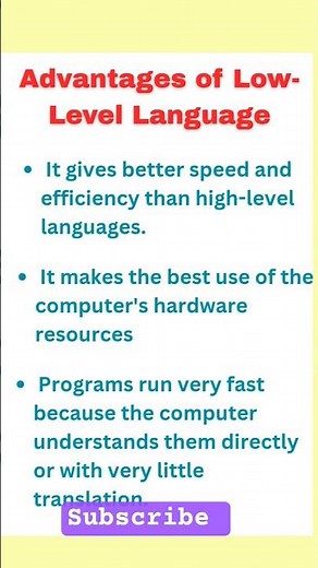 Advantages of Low-level language|Computer basic Fundamentals |