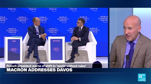 29K views · 530 reactions |   Watch FRANCE 24's #live coverage as French President Emmanuel Macron delivers a special address at the World Economic Forum in Davos on Tuesday. Earlier on Tuesday, EU chief Ursula von der Leyen vowed in her address at Davos that Europe's response to US President Donald Trump's repeated threats on Greenland and punitive tariffs will be "unflinching". | FRANCE 24 English | Facebook