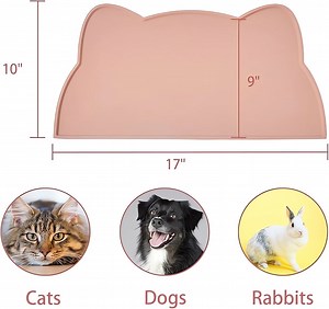 Non-slip and waterproof cat food mat | Silicone pet feeding mat | Tray mat for dog water bowl (17" x 10")