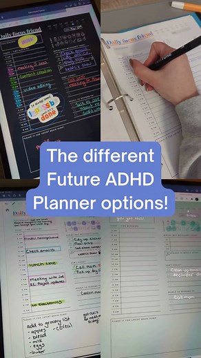 The monochrome, sunset & rainbow are available in a printable version! 🌈 #adhd #adhdplanner #digitalplanner #adhdsupport #adhdresources
