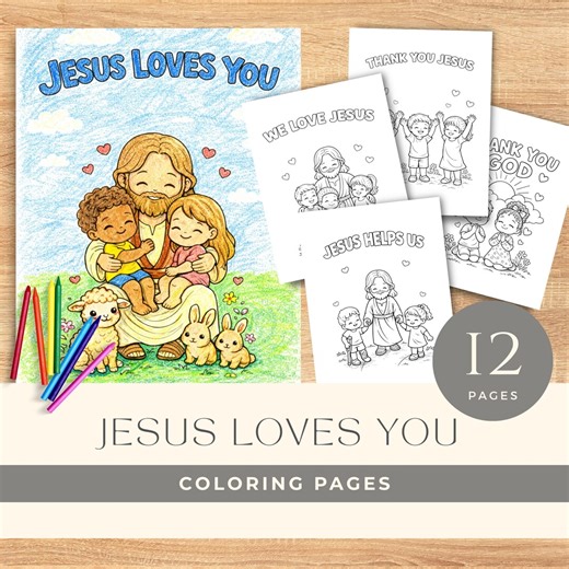 Jesus Loves You Coloring Pages for Children, Christian Coloring Pages Printable, Bible Coloring Pages, Sunday School Activity - Etsy