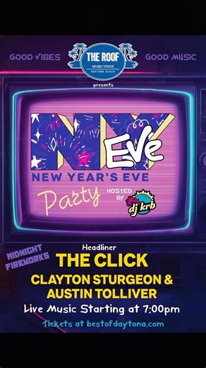 🎉 THE ROOF • NYE 2025: Daytona’s Biggest New Year’s Eve Party! Ring in the New Year high above Daytona Beach at the ONLY NYE party with live music, DJ energy, rooftop vibes, and full-blown midnight fireworks exploding over the ocean! This is THE celebration everyone will be talking about — the perfect mix of good vibes, good music, and that signature Roof energy that turns every night into a movie. Get your 🎟️ s at Bestofdaytona.com before they are 💨💨💨#DaytonaBeach #90sthrowback #NYE | The 
