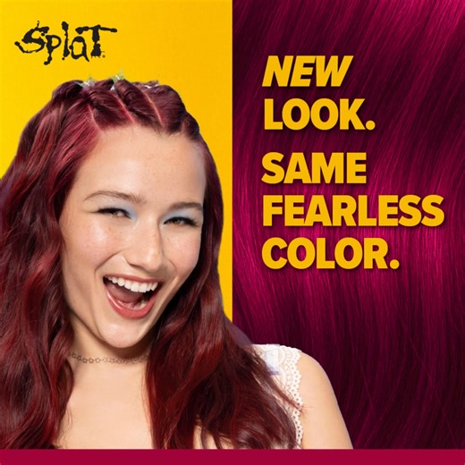 New look. Same fearless color. No bleach needed to glow up with Midnight Ruby. Now available at Walmart! | Splat Hair Color