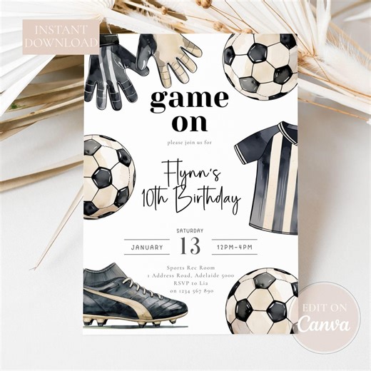 Soccer Birthday Invitation, Editable Soccer Party Invite, Sports Theme, Kids Football Birthday, Instant Download, Digital Template - Etsy UK