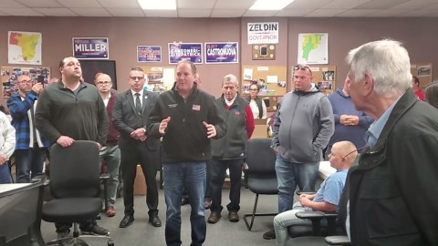 Congressman Zeldin at Nassau County Republican Headquarters to thank volunteers during their lunch break