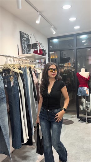 V-neck top paired with flare jeans — a timeless combo set 🔥🫶🏻🖤 Shop in-store or get it delivered to your home ✨ Can check on Google Map : Stylish Shoppe ទីតាំង​ហាង : ម្ដុំទួល​ទំពួង​នៅលេីផ្លូវ 155 ទល់​មុខ​ Starbucks ttp ( Tel : 017490521 / 086311305 ) Store Open from 12pm - 8:30pm #toultompong #cambodiatiktok #viral #stylishshoppe #outfitideas