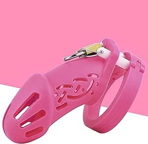 Silicone Chastity Cage Sissy Cockcage Lock Male Penis Cages for Adult Sexual BDSM Chasity Device Slave Punish - Bondage Gear & Accessories Toys for Couples (Large,Pink)