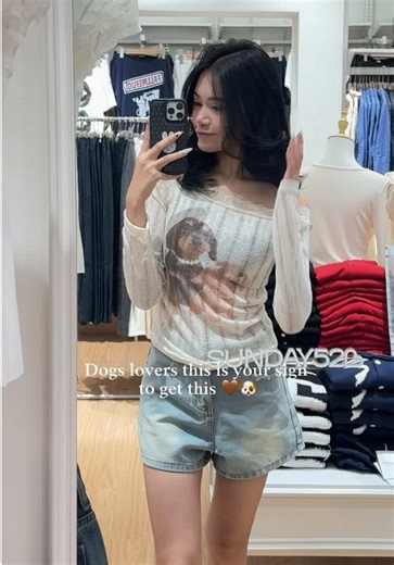 Cute Off-Shoulder Dog Lover Top from Sunday