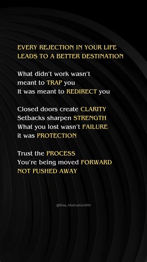 REJECTION ISN’T THE END. IT’S A REDIRECTION. ‪@Rise_MotivationRM‬