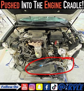 This Toyota took a hit down low in the front and it pushed the lower tie bar back into the engine cradle, damaging the cradle and left side frame rail in the process. Tune in to see how I measure and square up the front end then proceed to cut it apart and replace the left frame rail section, the lower tie bar and some radiator support parts. #autobody #collision #bodywork #mechanic #oddlysatisfying | BluecollarKyle