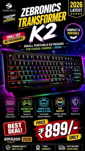 ⚡2k-Budget mechanical Gaming Keyboard under only! #RGB LIGHT#SMUTH#EDITING#TRYP 😘