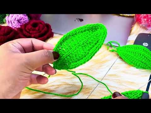 Easy Crochet Leaf 🌿 Perfect for Flowers & Decor