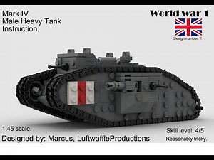 Lego ww1 Mark IV Male Heavy Tank instructions (1:45 scale)