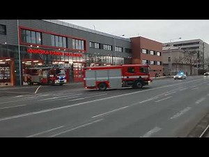 Výjezd Hasiči Praha HS-3 Holešovice Cas 20 Scania, AZ 40 Iveco, Cas 30 Iveco + PČR Škoda Octavia