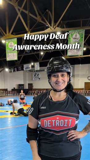 Happy Deaf Awareness Month!🤟❤️🖤 Detroit is proud that we use sign as a significant way to communicate on and off the track! S/O to our own deaf skater, EyeCatcher, who is showing us what is like to lead through strength, kindness, and patience🤟🤟 Come watch her and the rest of your Detroit Hometeam skaters this season! Starting November 8th! Get your tickets now!🎟️🔗 | Detroit Roller Derby