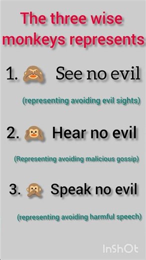 The three wise monkeys represents 🐒🐵#animalshorts