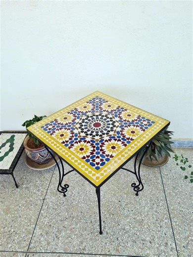 Moroccan Artisan Zellige Square Table – Handmade Tile Dining Table for 2–8 Guests - Etsy