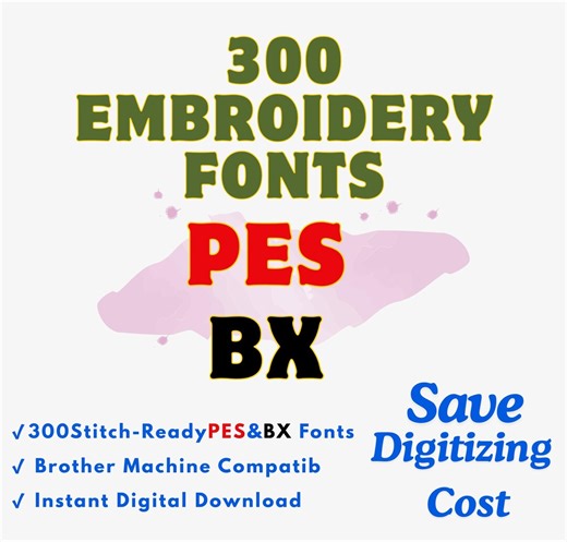 Machine Embroidery Fonts and Alphabets Designs – 300 BX , PES Format for Embrilliance – Instant Download – 1 Inch 2 Inch 3 Inch. - Etsy