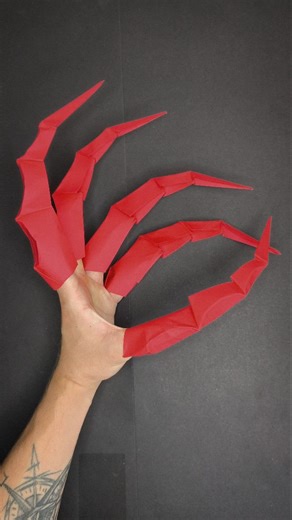 Origami library on Instagram: "Easy Paper Claws 🔥 Tutorial Already On My YouTube Channel "Origami library" 🕷️ . . #origamilibrary #papercrafts #papertutorial #papercraft #claws #paperclaws #halloween #halloween2025"