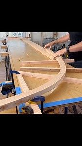 Skin on Frame Shearwater Build, Day 6) 6hrs, building the keel assembly, part 1. . With all the laminations finally done, I was able to clear off the layout table and start building the inner/outer keel. This part is taking me a lot longer than it really needs to, but I haven’t done this before so I really don’t want to screw it up. . My track saw worked great to cut the scarf joints and Tom’s dual battery Circular saw cut the keel curve like a hot knife through butter. I’m hoping to get the who