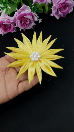 Ribbon Embroidery Flower| Easy Flower Embroidery for Beginners //#highlights