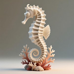 Seahorse Sculpture STL File | Ocean Marine Life 3D Print Model With Coral Base | Digital Download - Etsy