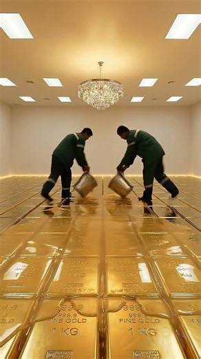 Luxury Living Room Transformation into a Golden Vault Floor | Stunning Gold Bar Timelapse