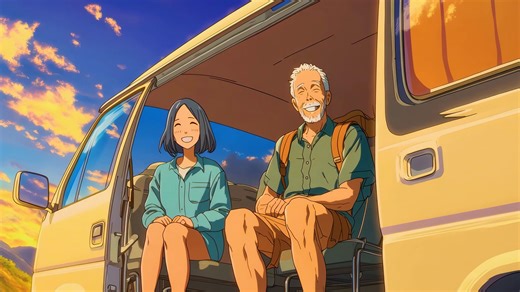 Ai Generated, Anime, Road Trip. Free Stock Video