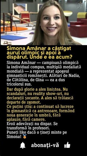 Simona Amânar a câștigat aurul olimpic și apoi a dispărut. Unde e ea acum?