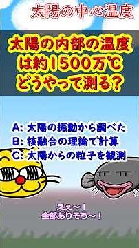 太陽の内部温度はどうやって測るの？3秒で考えてね！毎日が科学、またねこさんクイズ！#宇宙 #理科 #物理 #太陽 #科学 #クイズ