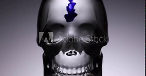 Poisoned water concept video. Poison drops in a Skull shaped Glass. Dead and dangerous Water. Global Water Contamination Crisis.