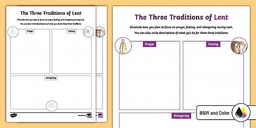 * NEW * Three Traditions of Lent Chart Worksheet