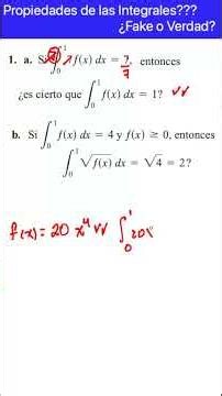 1) Integral Properties: Fact or Fake? Chapter 5 Thomas' Calculus Practice Exercises