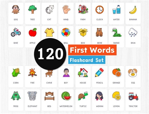 First Words Flashcard Set for Kids, Toddler Flash Cards, Homeschool Montessori Materials - Etsy