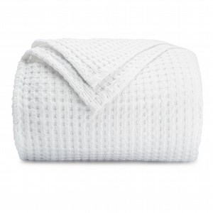 Comfy Cubs 100% Cotton Waffle Weave Blanket - Soft Lightweight Blankets (White, 50" X 60")