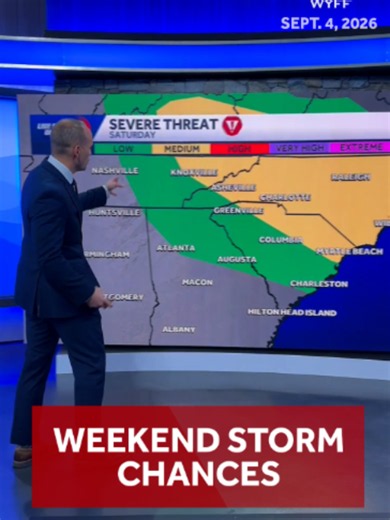 Severe weather possible for parts of the Carolinas over the weekend   extreme heat returns next week Sept. 4 Update #weather #rain #storms #weekend #southcarolina #northcarolina #heat #severeweather