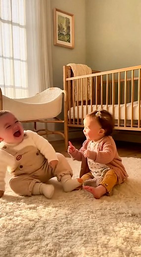 1K views · 12 reactions | Two adorable 10-month-old babies sit face to face, babbling and debating passionately in baby language — “no no!”, “ta ta!”, “baraaa!”, “wa wa!” Their expressions are so serious it looks like a real argument!  But what happens next will make you burst out laughing! ❤️ 100% AI-generated video created for entertainment. #aivideo #aibaby #baby #cute | Baby Moments | Facebook