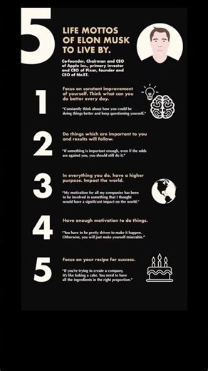 Life lessons from Elon Musk: improve daily, follow purpose, stay driven, and build success boldly.