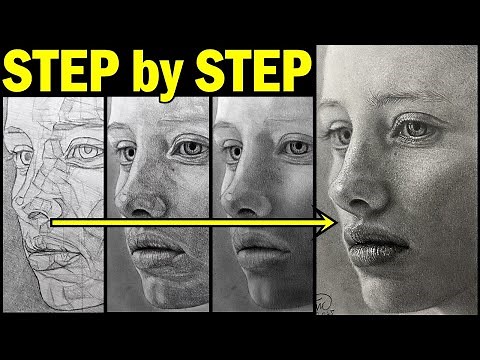 "Easy 10 Steps- to HYPER-REALISTIC Skin ✏️ Graphite Pencil Portrait Drawing Tutorial”