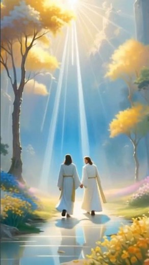 Jesus and Mary Walking in Radiant Grace