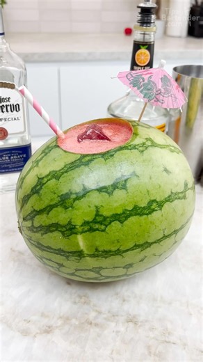 Watermelon Margarita in a Watermelon 🍉 #cocktail