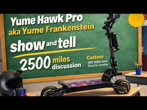 A show n tell type of review of the Yume Hawk Pro 60v 6000 watt dual motor electric scooter