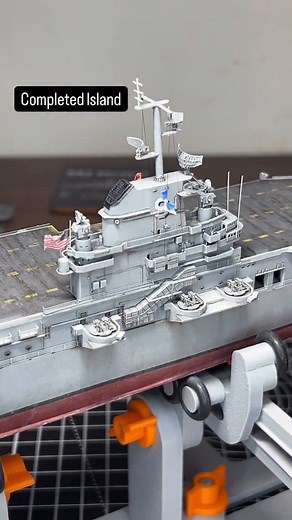 Seb | Scale Modeller on Instagram: "Back to the Essex and it’s time to complete the island, it was a mini kit in its own right but really pleased with the results 😁 #scalemodel #scalemodeling #koreanwar #shipmodel #aircraftcarrier"