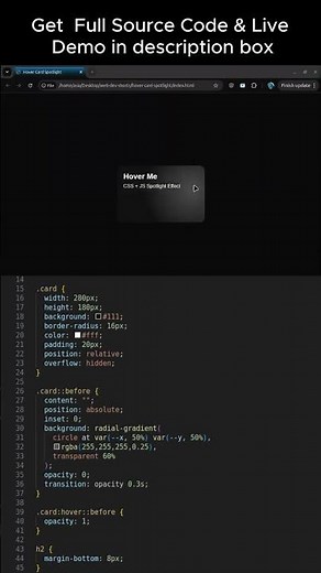 CSS Hover Card Spotlight Effect ✨ #Shorts #coding