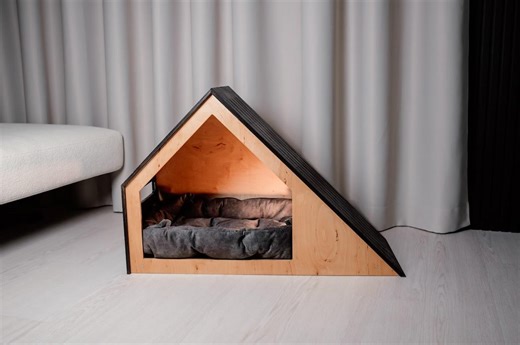 Modern Barn-style Dog House: Eco-friendly Pet Bed With Pillow - Etsy