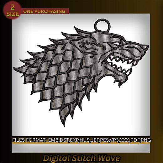 Winter Wolf FSL Embroidery Design 2 Sizes Included Includes EMB Source File Direwolf Lace Sigil Digital Download Northern Wolf Patch - Etsy