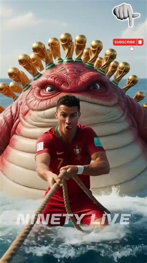 ⚡Messi Neymar Mbappé vs Ronaldo | Epic Sea Monster Battle🌊 #football #ronaldo #messi #neymar #mpappé